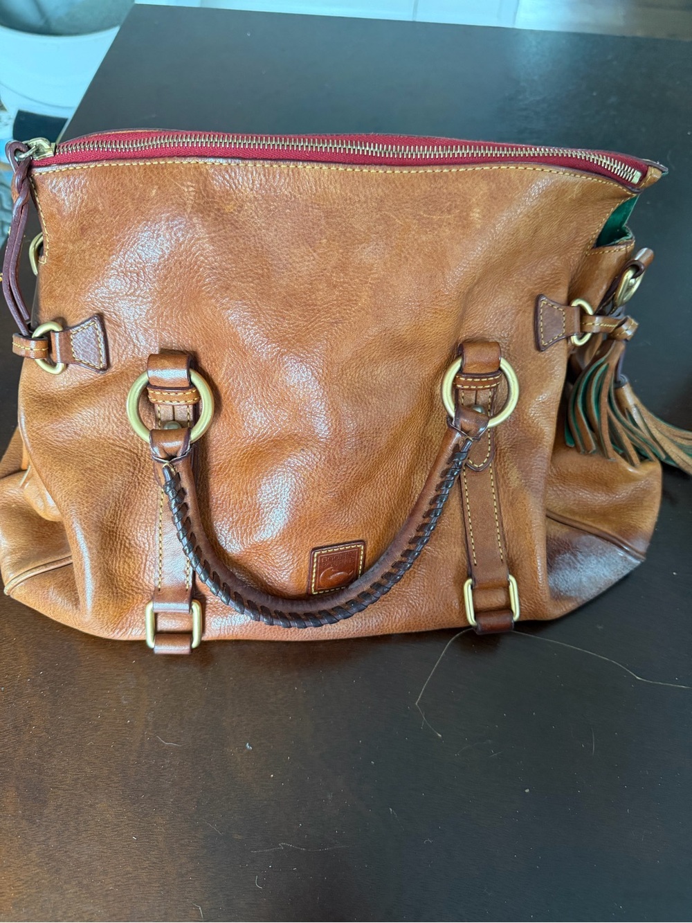 Dooney & Bourke Brown Leather Bag with Gold Accents - Picture 3 of 5